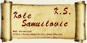 Kole Samuilović vizit kartica